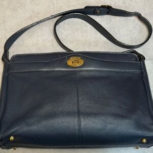 Vintage 80's Etienne Aigner Navy Leather Crossbody Purse